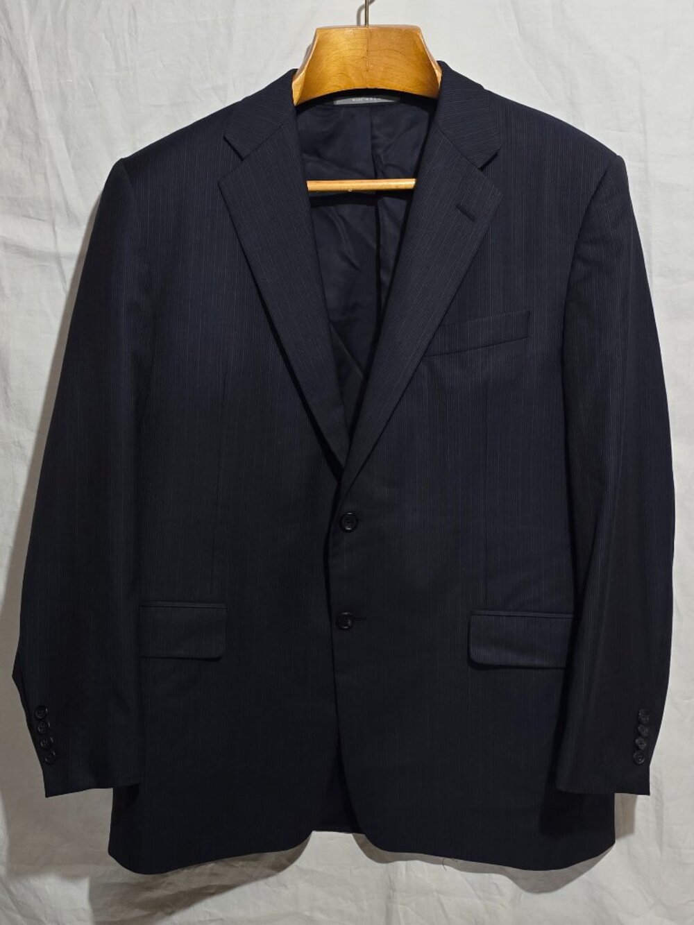 Hickey Freeman LORO PIANA Tasmanian Super 130 Worsted Wool Suit Jacket Blue 43R*